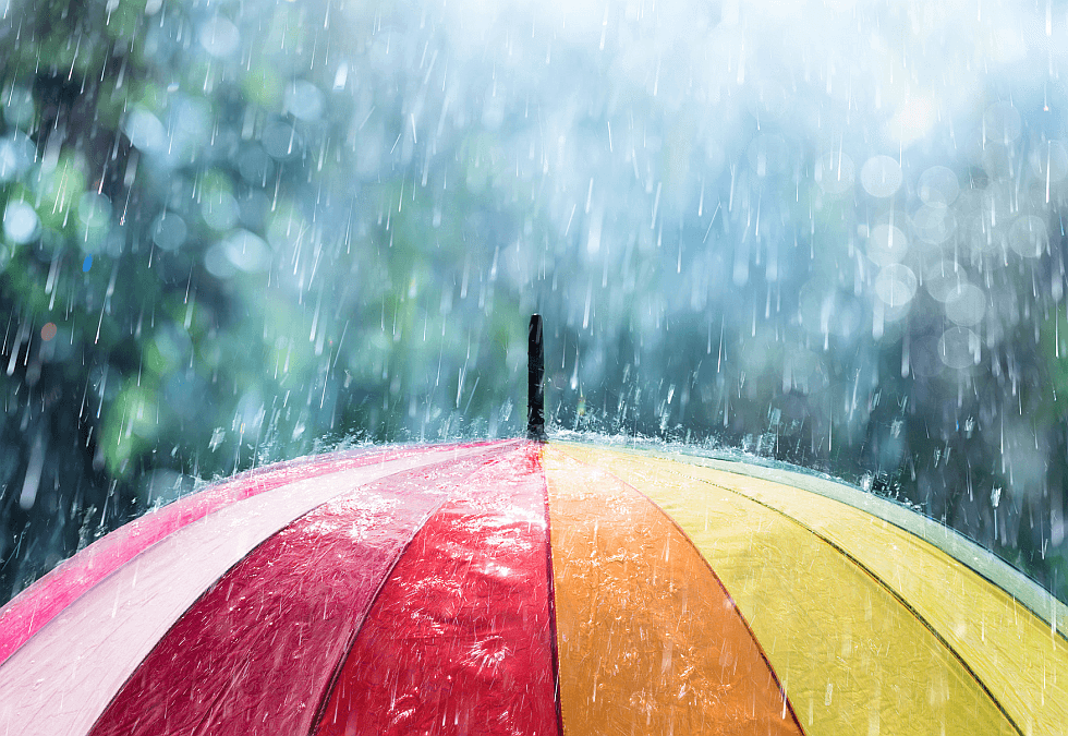 Rainbow Umbrella In Rain (1) Rainbow Umbrella In Rain (1)